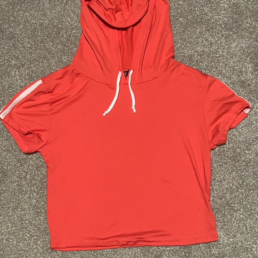 Red Hooded Medium Women's Top